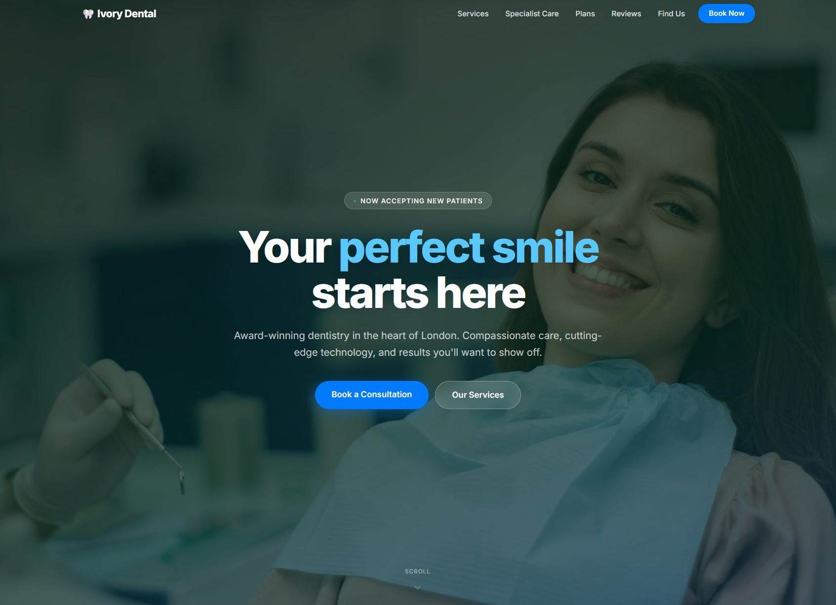 London cosmetic dentist website preview